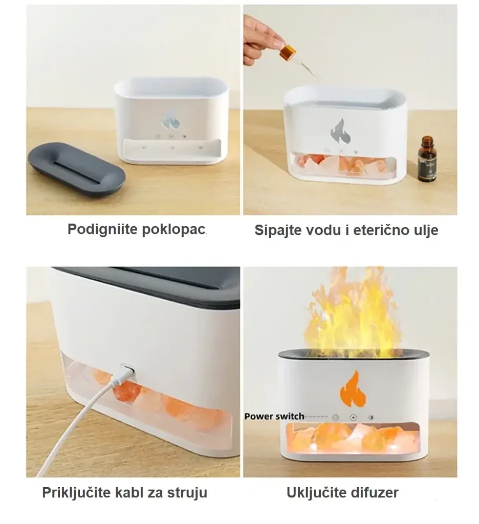 Prikaz kako se koristi difuzer Plamen sa himalajskom soli