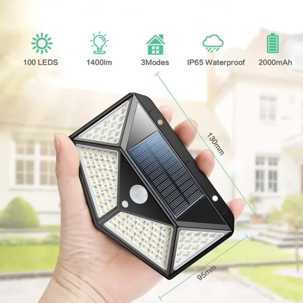 Solarni reflektor sa senzorom 100 led dioda - Image 3
