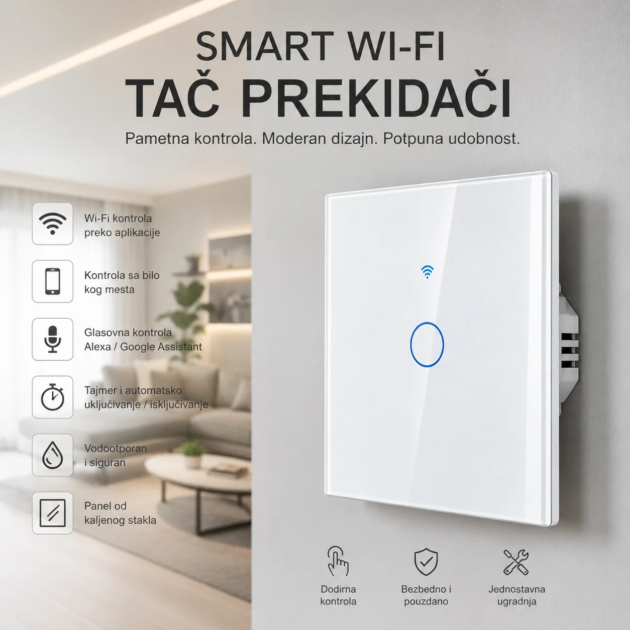 Smart Pametni Wi-Fi Tač Prekidač RF 433MHz - Slika 6